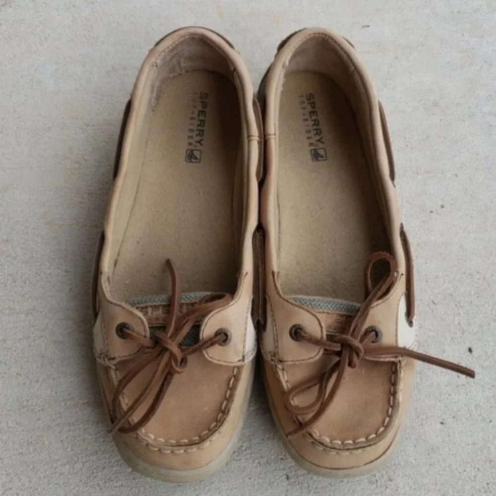 Sperry Kids Tan and Brown Boat Shoes